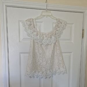 No Boundaries Cream Lace Detail Top - Womens Medium (7/9)